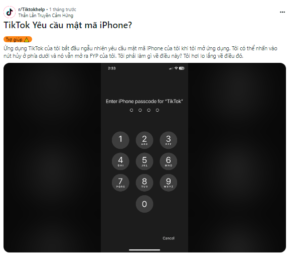 Nhiều người “tố” mạng xã hội TikTok đòi người dùng iPhone phải cung cấp mã mở máy trên diễn đàn Reddit